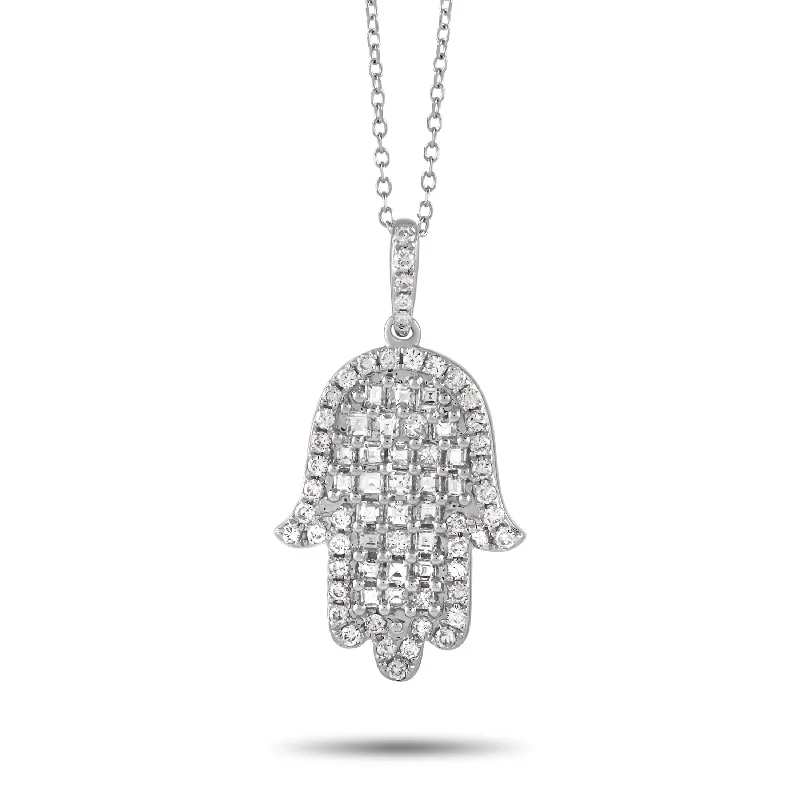 Trendy Minimalist Jewelry For Everyday Wear LB Exclusive 18K White Gold 0.33 ct Hamsa Necklace Trendy Minimalist Jewelry For Everyday Wear LB Exclusive 18K White Gold 0.33 ct Hamsa Necklace