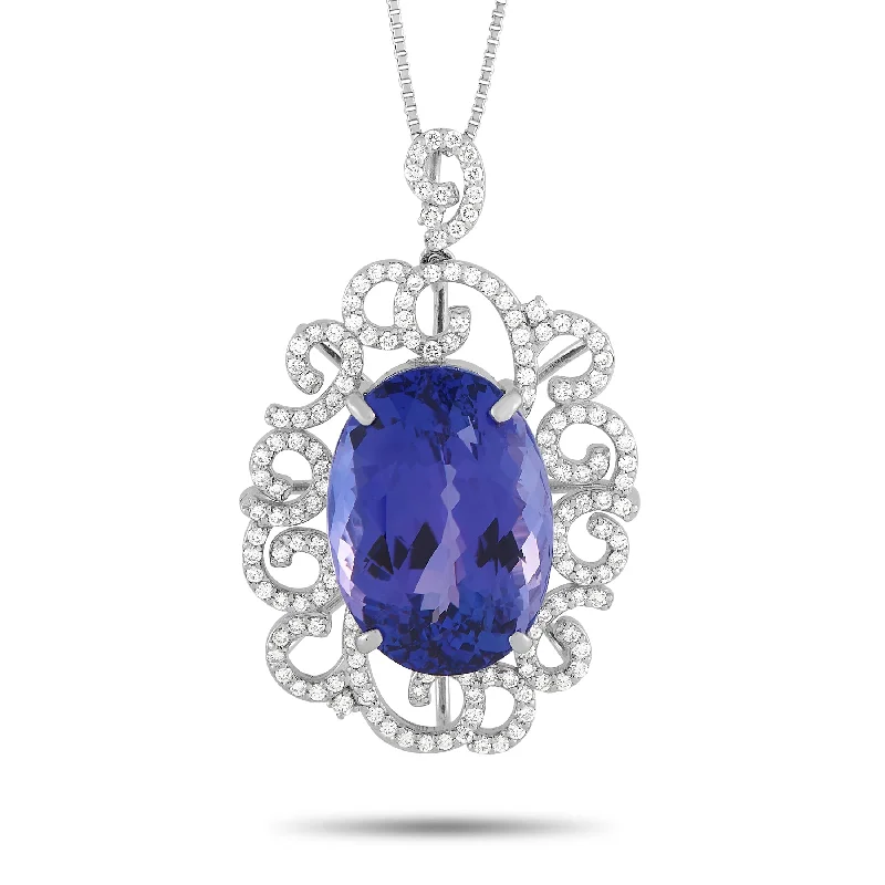 Celebrate Every Occasion With Sparkling Savings LB Exclusive Platinum 1.18 ct Diamond and Tanzanite Pendant Necklace