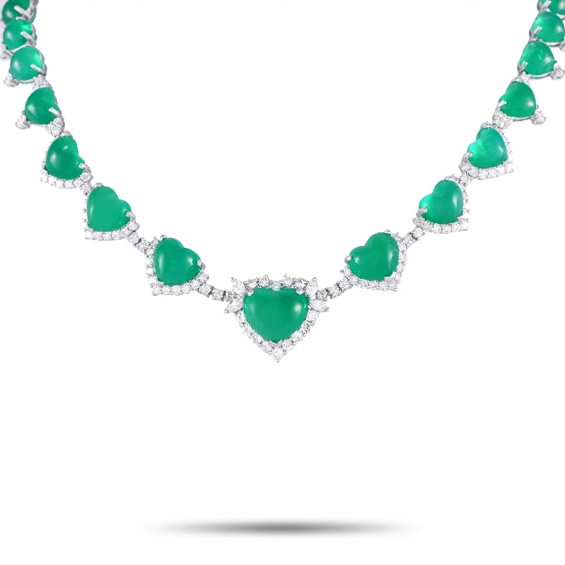 Sparkle For Less – Shop Our Limited-Time Jewelry Deals LB Exclusive Platinum 5.84ct Diamond and Emerald Heart Necklace #3858 Sparkle For Less – Shop Our Limited-Time Jewelry Deals LB Exclusive Platinum 5.84ct Diamond and Emerald Heart Necklace #3858
