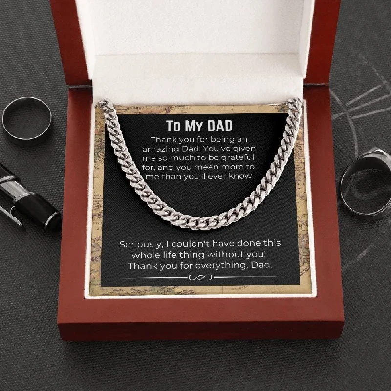 Shop Elegant Jewelry At Unbeatable Prices Jewelry Gift For Dad Cuban Link Chain necklace on message card. Perfect for Birthday. Gift to father from Shop Elegant Jewelry At Unbeatable Prices Jewelry Gift For Dad Cuban Link Chain necklace on message card. Perfect for Birthday. Gift to father from