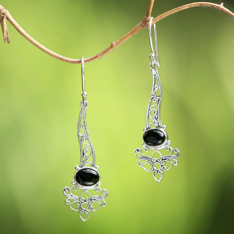 Shop Fine Jewelry With Amazing Deals Midnight Garden Breeze Onyx Sterling Silver Floral Motif Scrollwork Dangle Earrings Shop Fine Jewelry With Amazing Deals Midnight Garden Breeze Onyx Sterling Silver Floral Motif Scrollwork Dangle Earrings