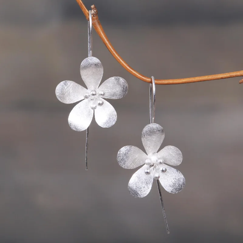 Limited-Time Offer On Elegant Jewelry Pieces Petal Elegance Silver Dangle Earrings