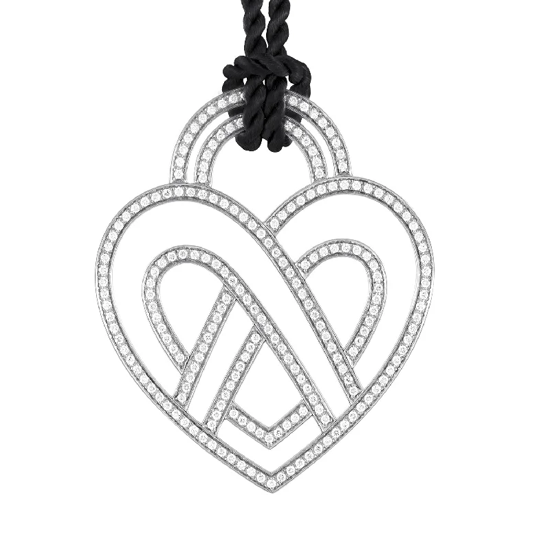Unmissable Deals On Handmade Jewelry Collections Poiray Large 18K White Gold Diamond Heart Pendant & Black Cord Necklace PPC8952 Unmissable Deals On Handmade Jewelry Collections Poiray Large 18K White Gold Diamond Heart Pendant & Black Cord Necklace PPC8952