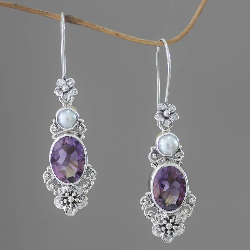 Flash Sale On Exquisite Jewelry – Don't Miss Out Queen of Flowers Amethyst & Pearl Dangle Earrings Flash Sale On Exquisite Jewelry – Don't Miss Out Queen of Flowers Amethyst & Pearl Dangle Earrings