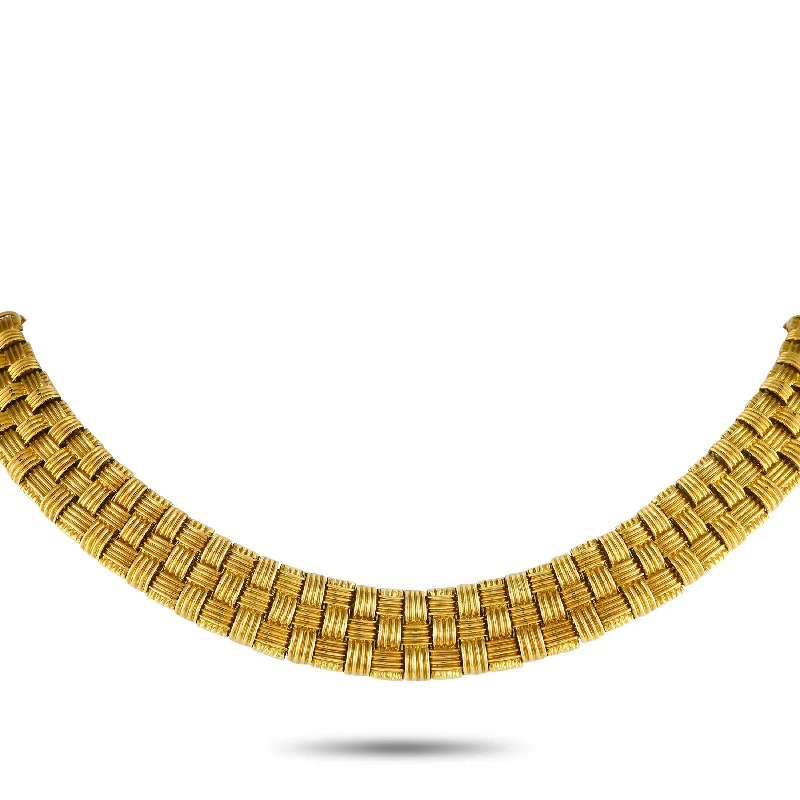 Timeless Elegance Now At Special Discounts Roberto Coin Appassionata 18K Yellow Gold Woven Collar Necklace RC03-090624 Timeless Elegance Now At Special Discounts Roberto Coin Appassionata 18K Yellow Gold Woven Collar Necklace RC03-090624