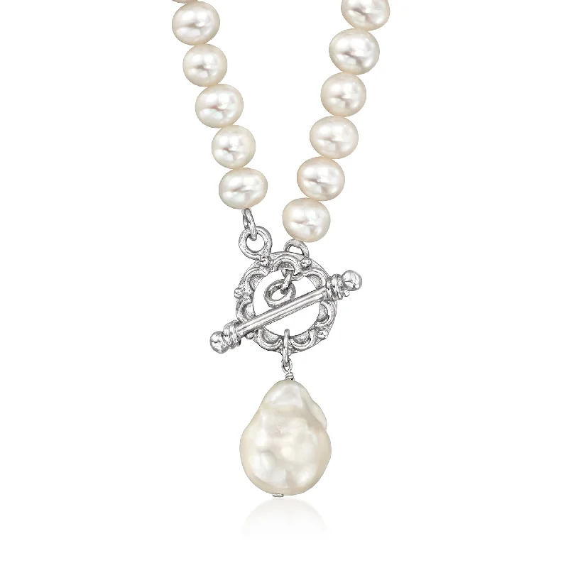 Must-Have Jewelry At Unbelievable Discounts Ross-Simons 6-6.5mm and 11-12mm Cultured and Cultured Baroque Pearl Toggle Necklace With Sterling Silver Must-Have Jewelry At Unbelievable Discounts Ross-Simons 6-6.5mm and 11-12mm Cultured and Cultured Baroque Pearl Toggle Necklace With Sterling Silver