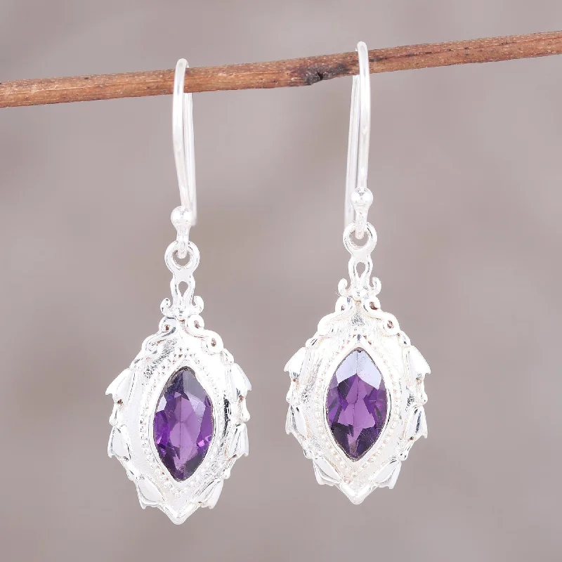 Sparkle More For Less – Jewelry Sale Happening Now Royal Leaves Amethyst and Sterling Silver Leaf Motif Dangle Earrings Sparkle More For Less – Jewelry Sale Happening Now Royal Leaves Amethyst and Sterling Silver Leaf Motif Dangle Earrings