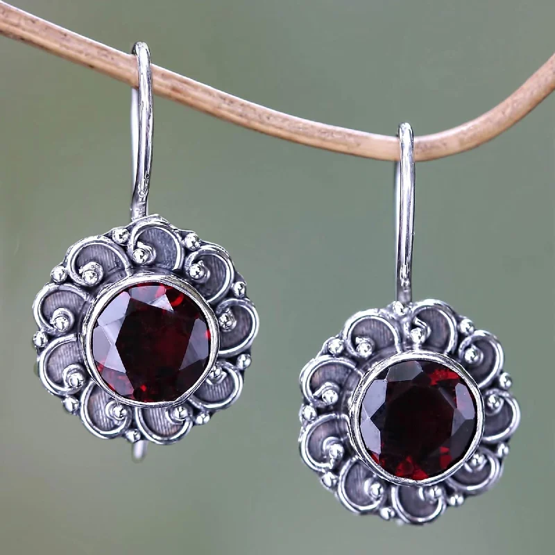 Buy More, Save More On Stunning Jewelry Designs Singaraja Sunflower Silver Burgundy Flower Drop Earrings Buy More, Save More On Stunning Jewelry Designs Singaraja Sunflower Silver Burgundy Flower Drop Earrings