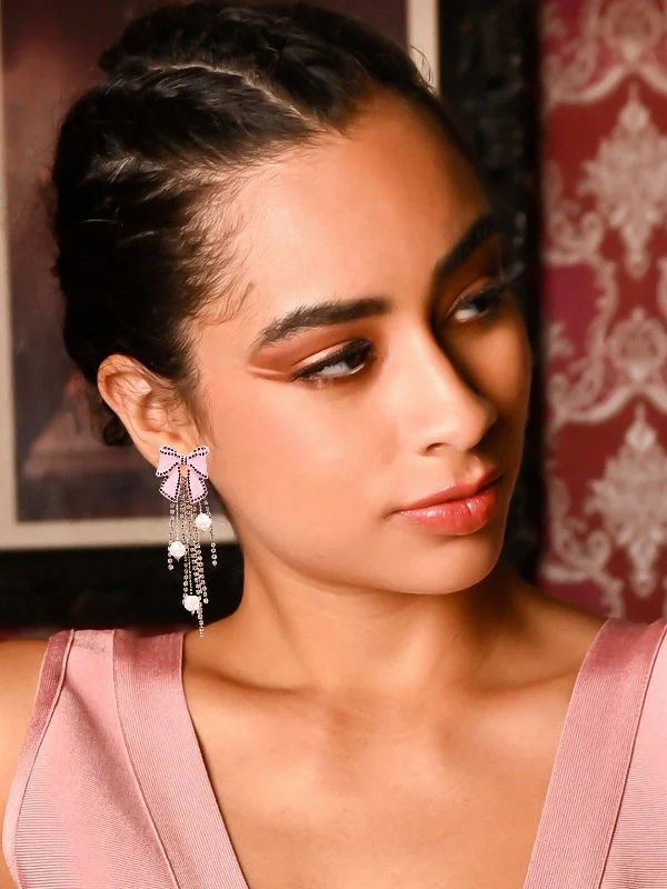 Unique Jewelry For Less – Shop The Sale Now Odette Women Pink Bow-Metal Tassel Earrings Unique Jewelry For Less – Shop The Sale Now Odette Women Pink Bow-Metal Tassel Earrings