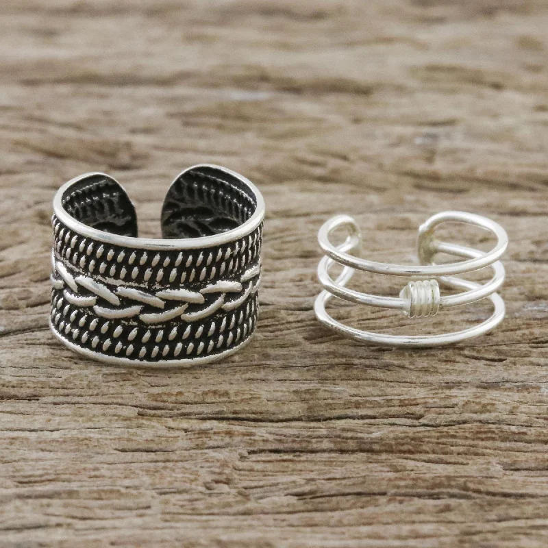 Handmade Pearl Jewelry For Timeless Elegance Ties That Bind Braid Motif Sterling Silver Ear Cuffs from Thailand Handmade Pearl Jewelry For Timeless Elegance Ties That Bind Braid Motif Sterling Silver Ear Cuffs from Thailand