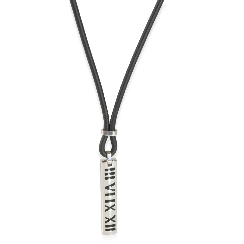 Last Chance To Shop High-End Jewelry At Markdown Prices Tiffany & Co. Atlas Bar Pendant On Rubber Cord in Sterling Silver Last Chance To Shop High-End Jewelry At Markdown Prices Tiffany & Co. Atlas Bar Pendant On Rubber Cord in Sterling Silver