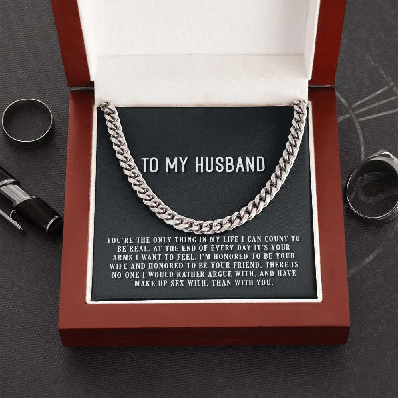 Handcrafted Jewelry Sale – Unique Designs At Low Prices Personalized Message Card Cuban Link Chain Necklace To My Husband You're The Only Thing In My Life Cuban Link Chain Handcrafted Jewelry Sale – Unique Designs At Low Prices Personalized Message Card Cuban Link Chain Necklace To My Husband You're The Only Thing In My Life Cuban Link Chain