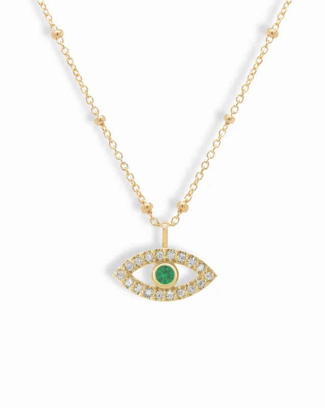 Get The Sparkle You Love At Prices You Adore 14k Diamond + Emerald Evil Eye Pendant Necklace Get The Sparkle You Love At Prices You Adore 14k Diamond + Emerald Evil Eye Pendant Necklace
