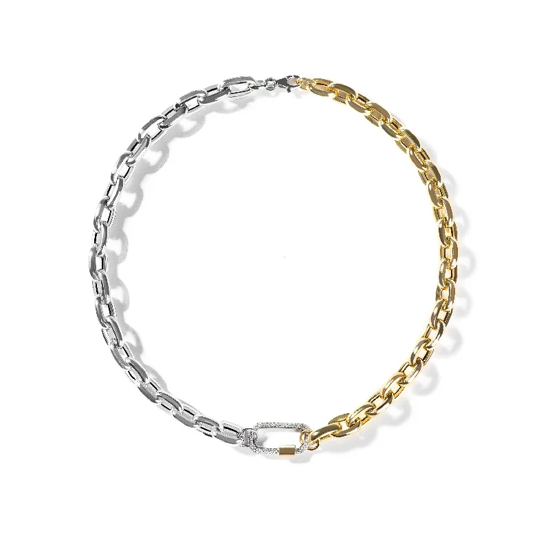 Bohemian-Inspired Jewelry For Free-Spirited Fashion Bi-Color Pave Diamond Lock Chunky Links Chain Bohemian-Inspired Jewelry For Free-Spirited Fashion Bi-Color Pave Diamond Lock Chunky Links Chain