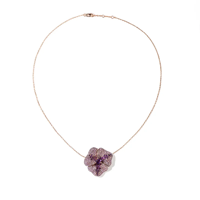 Celebrate With Sparkle – Jewelry Sale Now Live Bloom Large Flower Amethyst Necklace in Rose Gold
