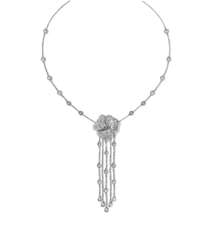 Exclusive Jewelry Sale – Sparkle For Less Bloom Large Flower Diamond Long Dropping Necklace in White Gold Exclusive Jewelry Sale – Sparkle For Less Bloom Large Flower Diamond Long Dropping Necklace in White Gold