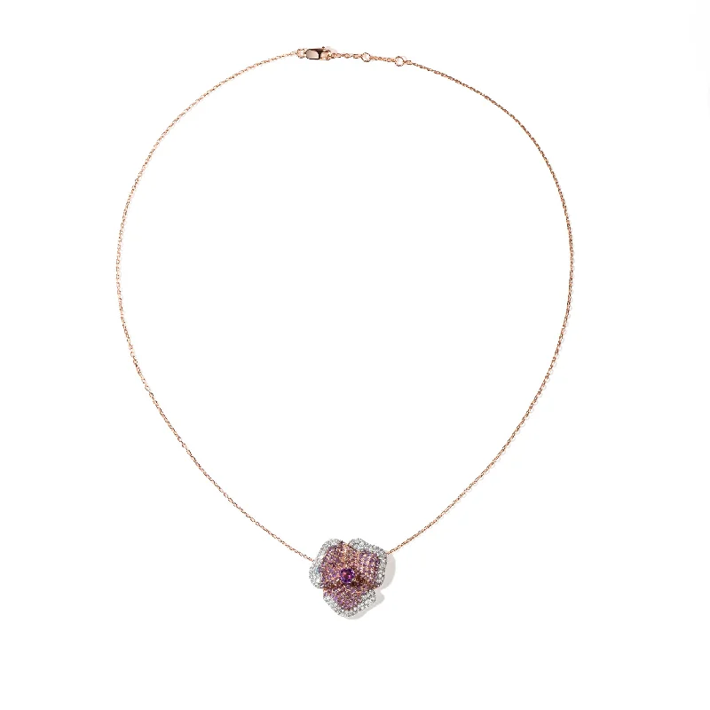 High-End Jewelry, Now More Affordable Than Ever Bloom Medium Flower Amethyst Necklace in Rose Gold