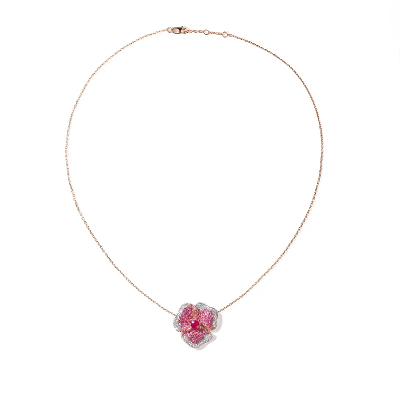 Flash Deals On Fine Jewelry – Shop Before It's Gone Bloom Medium Flower Dark Pink Sapphire Necklace in Rose Gold Flash Deals On Fine Jewelry – Shop Before It's Gone Bloom Medium Flower Dark Pink Sapphire Necklace in Rose Gold