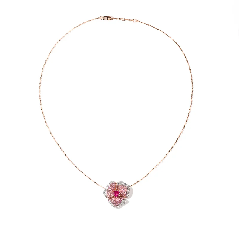Jewelry Sale – Exclusive Styles At Lower Prices Bloom Medium Flower Light Pink Sapphire Necklace in Rose Gold Jewelry Sale – Exclusive Styles At Lower Prices Bloom Medium Flower Light Pink Sapphire Necklace in Rose Gold