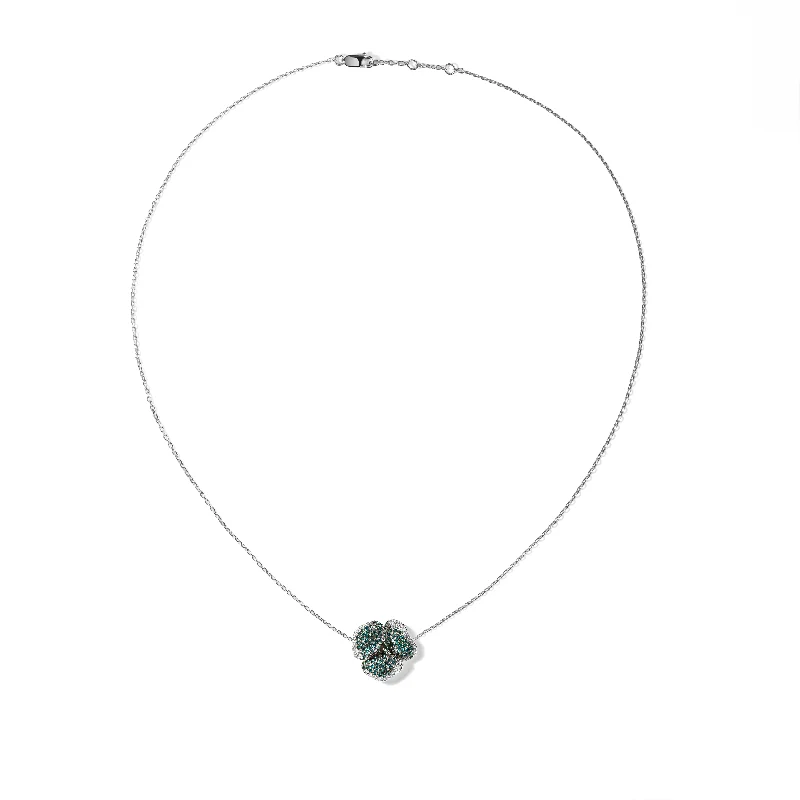 Sparkle On A Budget – Fine Jewelry For Less Bloom Small Flower Blue and White Diamonds Necklace in White Gold Sparkle On A Budget – Fine Jewelry For Less Bloom Small Flower Blue and White Diamonds Necklace in White Gold