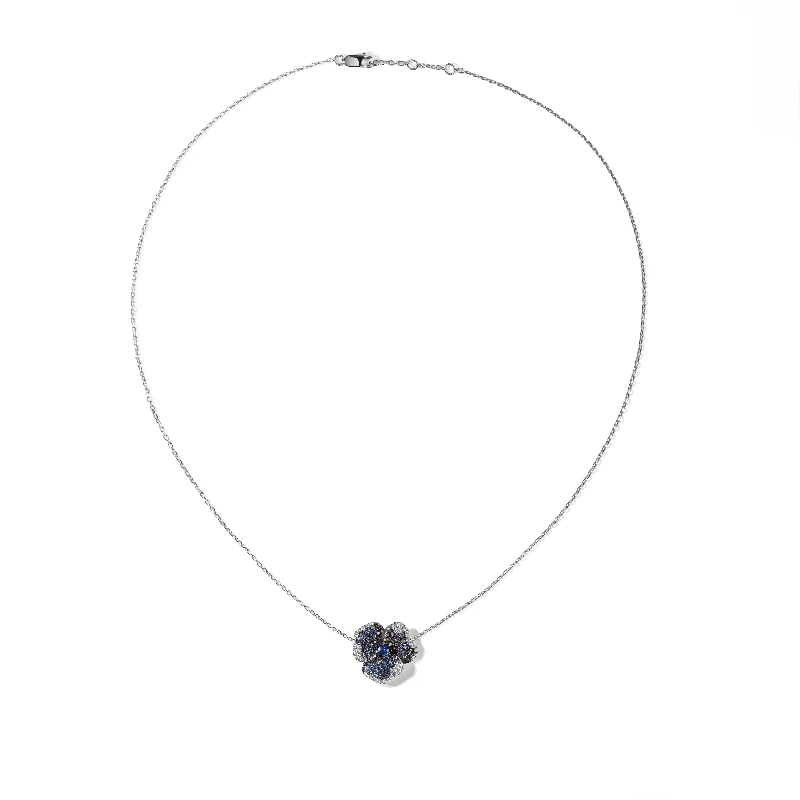 Jewelry Deals That Outshine The Rest Bloom Small Flower Blue Sapphire Necklace in White Gold Jewelry Deals That Outshine The Rest Bloom Small Flower Blue Sapphire Necklace in White Gold