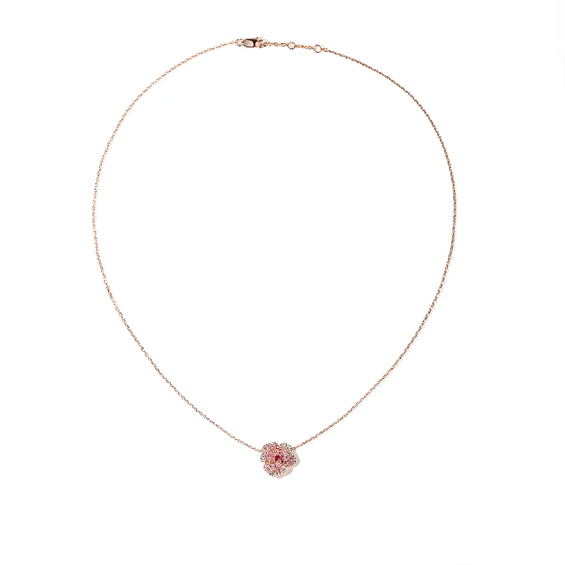 Huge Savings On Premium Jewelry Styles Bloom Small Flower Light Pink Sapphire Necklace in Rose Gold Huge Savings On Premium Jewelry Styles Bloom Small Flower Light Pink Sapphire Necklace in Rose Gold