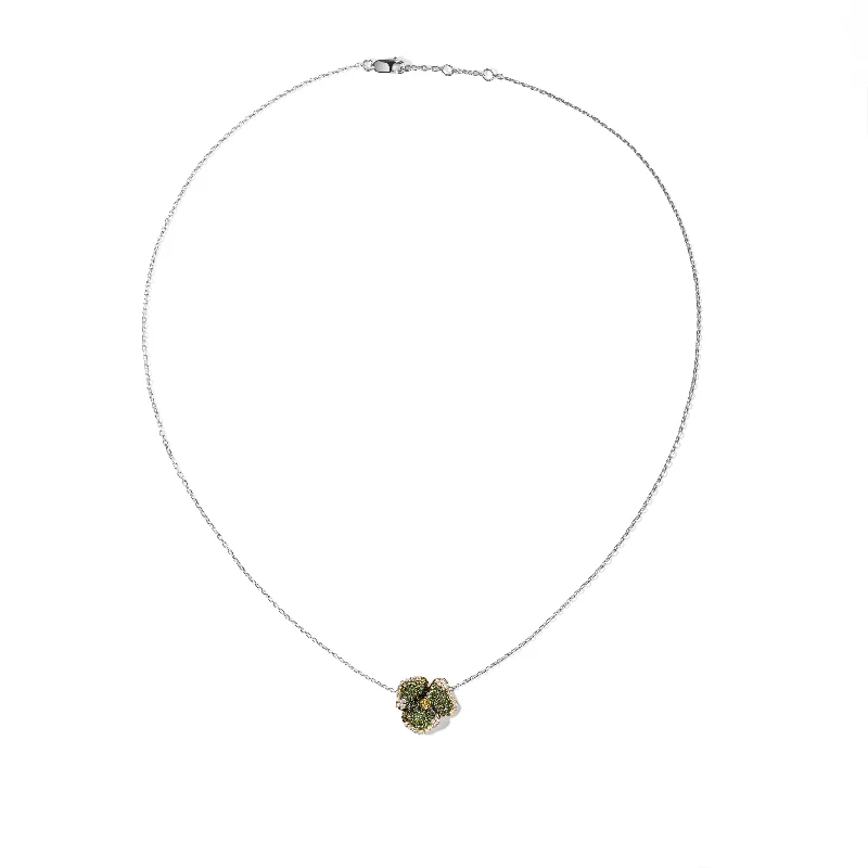 Upgrade Your Jewelry Collection For Less Bloom Small Flower Green Diamonds and Yellow Sapphire Necklace in Yellow Gold Upgrade Your Jewelry Collection For Less Bloom Small Flower Green Diamonds and Yellow Sapphire Necklace in Yellow Gold