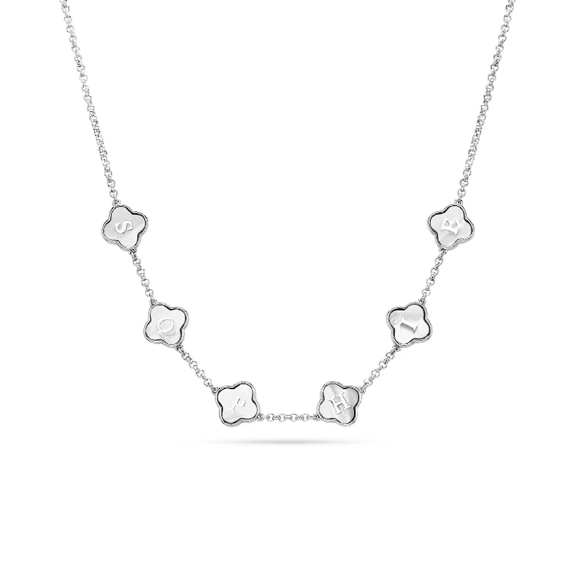 Shop Dazzling Jewelry With Special Promotional Discounts Clover Custom Name Necklace (Silver)