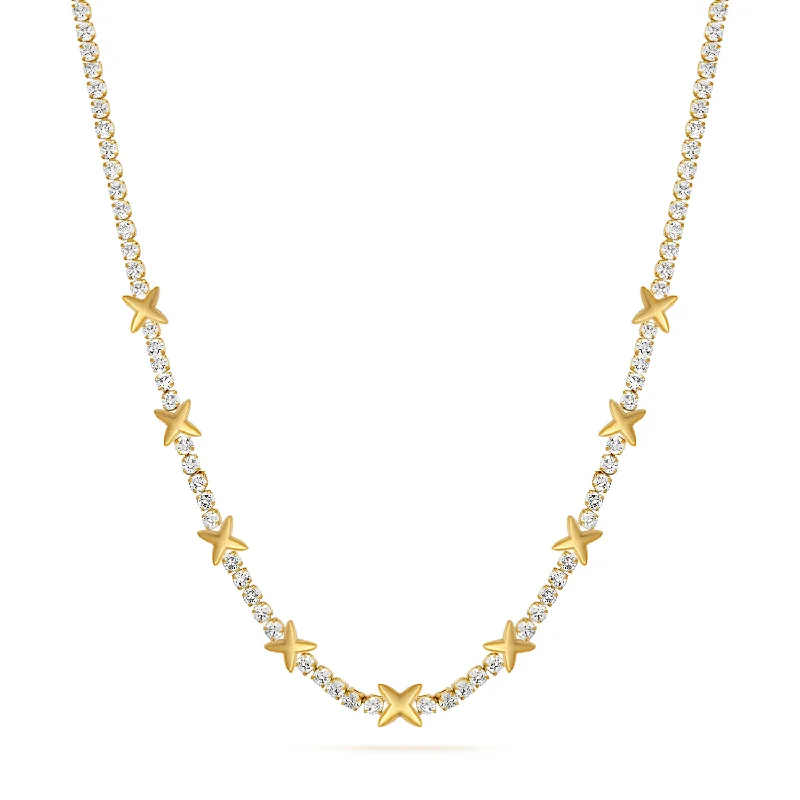Seasonal Jewelry Deals – Elevate Your Style Crystal Fixed Charm Necklace (Gold)