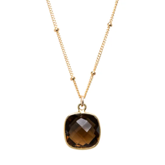 Jewelry Sale Alert – Shop Timeless Elegance Today Cushion Cut Smokey Quartz Necklace