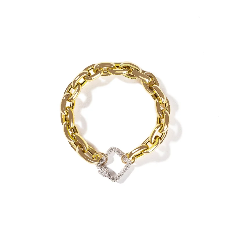Special Offers On Handcrafted And Designer Jewelry Diamond Square Carabiner on Chain Bracelet