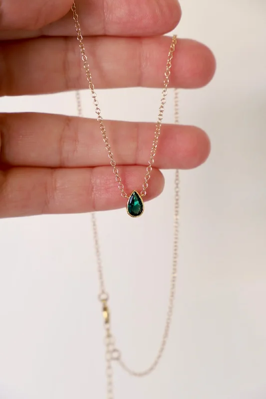 Luxury Jewelry Now At Special Promotional Rates EMERALD PEAR DROP NECKLACE