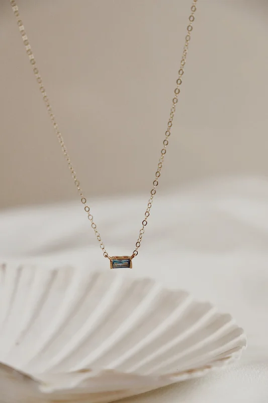 Luxury Jewelry Without The Luxury Price Tag FLOATING AQUA CZ BAGUETTE NECKLACE