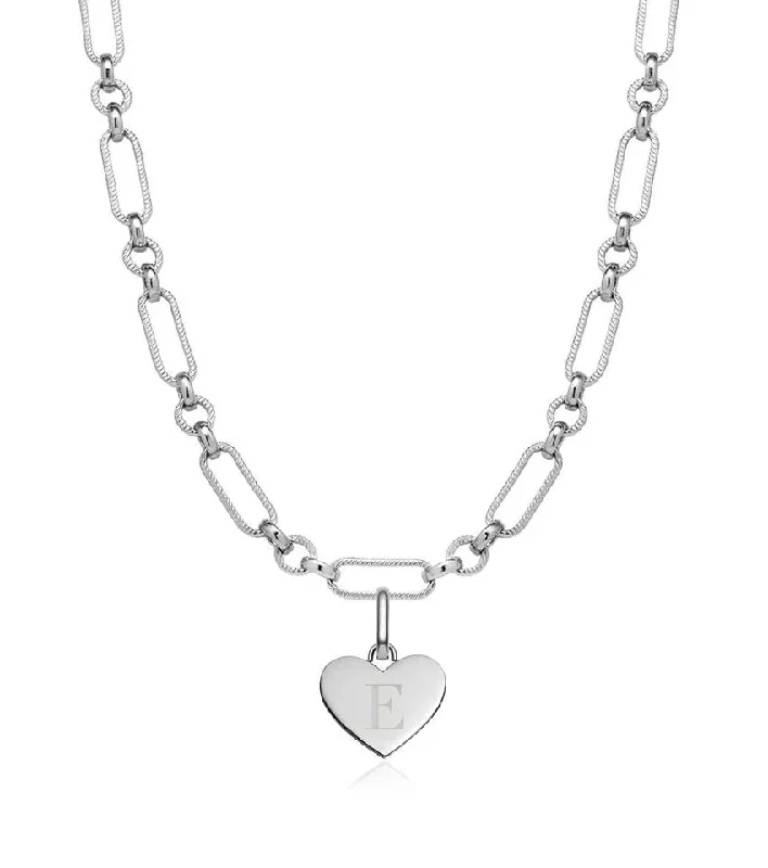 Limited-Stock Jewelry Clearance – Grab Your Favorites Now Heart Figaro Chain Necklace (Silver)