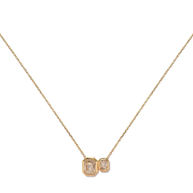Premium Jewelry Now Available At Special Discounts Illusion Diamond Yellow Gold Duplex Necklace Premium Jewelry Now Available At Special Discounts Illusion Diamond Yellow Gold Duplex Necklace