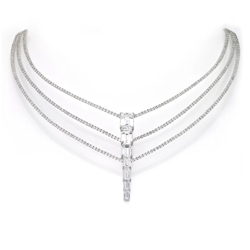 Shop Dazzling Jewelry At The Best Prices Illusion Diamond Triple Layer Baguette Necklace Shop Dazzling Jewelry At The Best Prices Illusion Diamond Triple Layer Baguette Necklace
