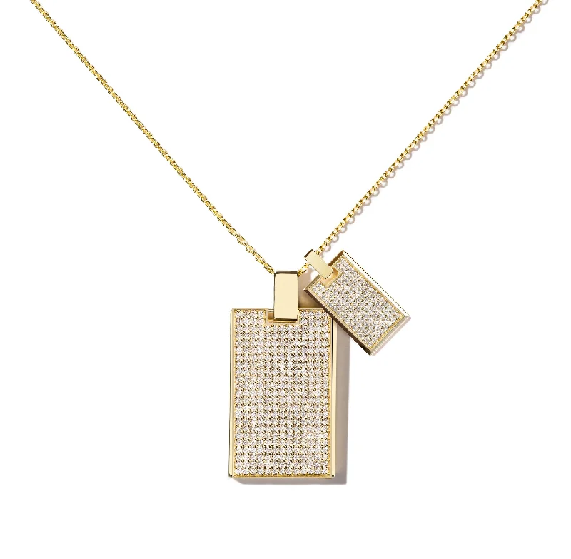 Shop Stylish Jewelry Now And Save Big Large & Small Pave Diamond Tag Necklace
