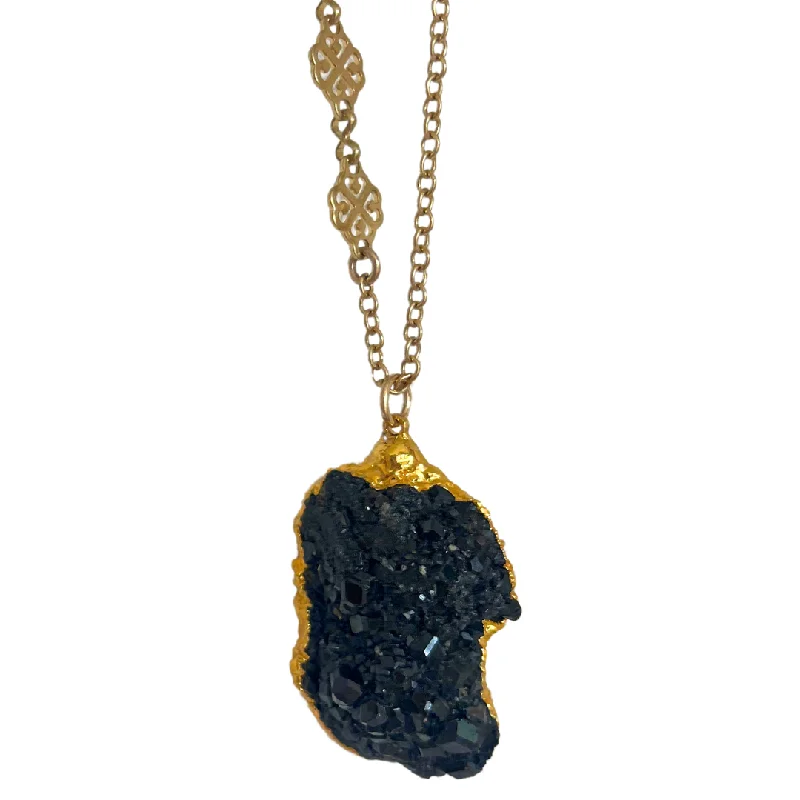 Luxury Jewelry Sale – Sparkle For Less Long Raw Black Garnet Necklace