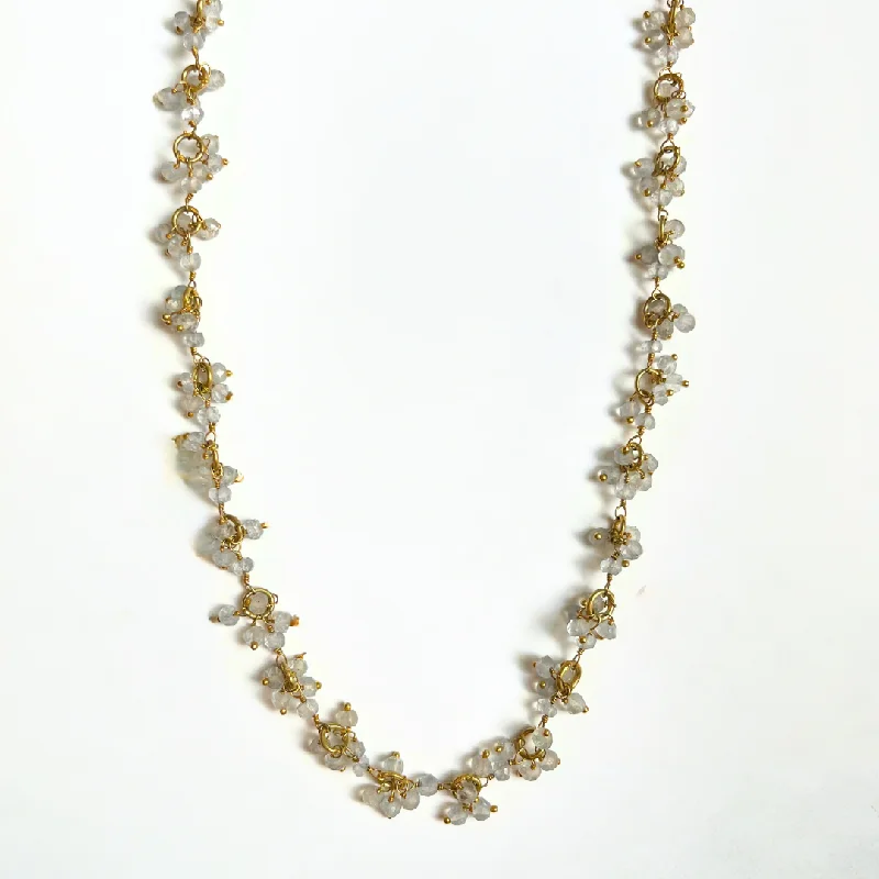 Dainty Floral Jewelry For Feminine Elegance Labradorite Cluster Choker