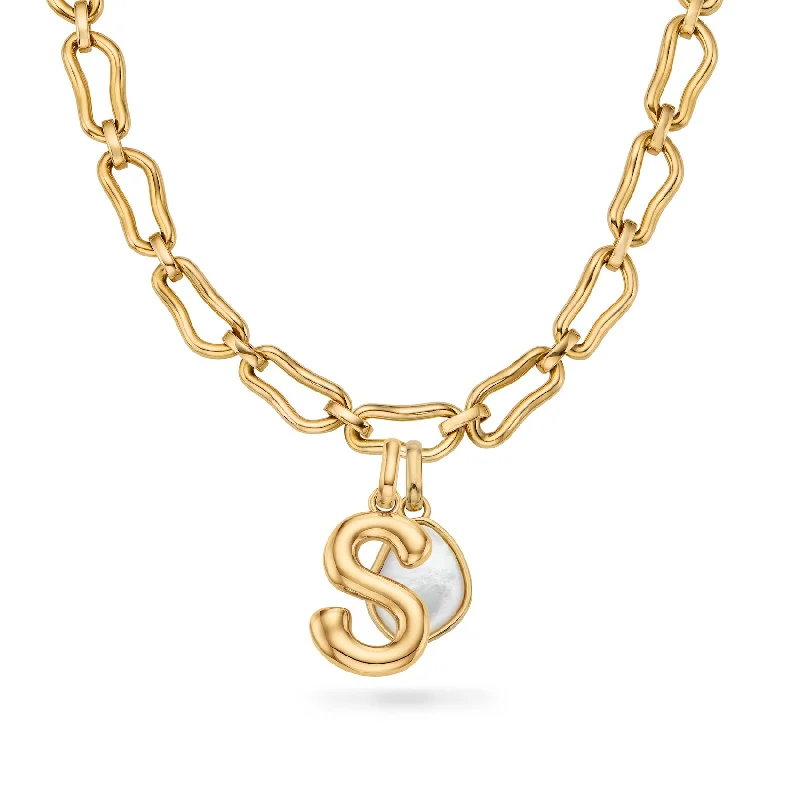 Grab Exquisite Jewelry At The Lowest Prices Molten Initial & Organic Moonstone Necklace (Gold)
