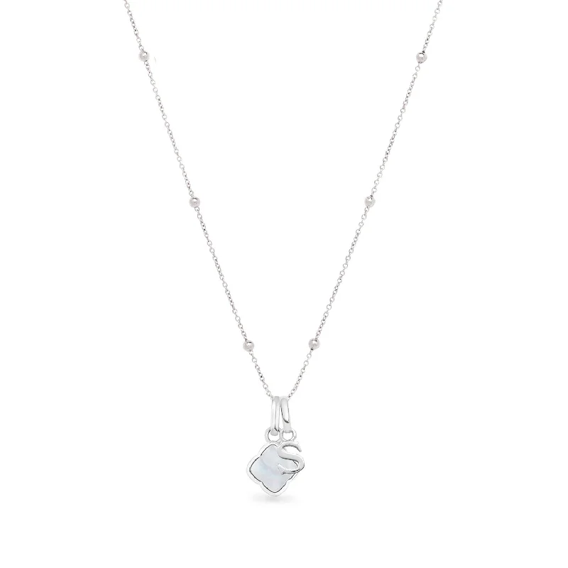Exclusive Jewelry Sale – Shine For Less Pearl Clover & Initial Necklace (Silver)