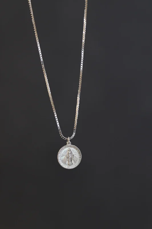 High-Quality Gemstone Jewelry For Special Occasions SILVER VIRGIN MARY NECKLACE