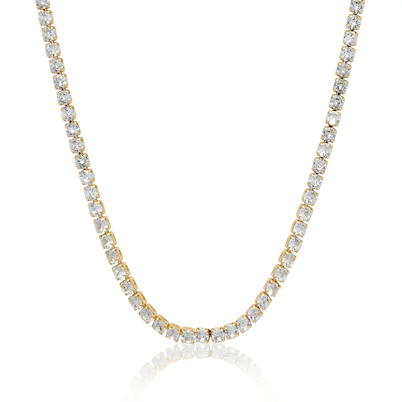 Trendy Minimalist Jewelry For Everyday Wear Tennis Necklace (Gold)