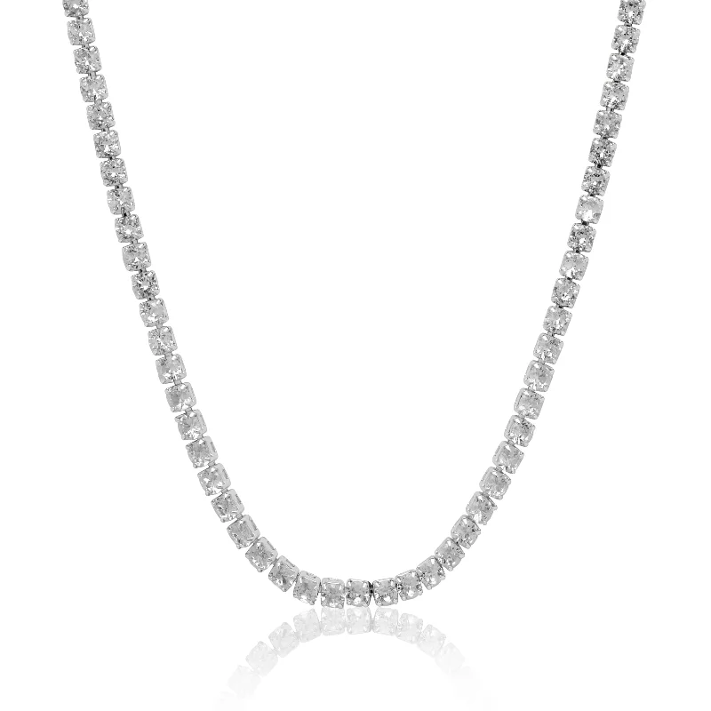 High-End Jewelry, Now More Affordable Than Ever Tennis Necklace (Silver)