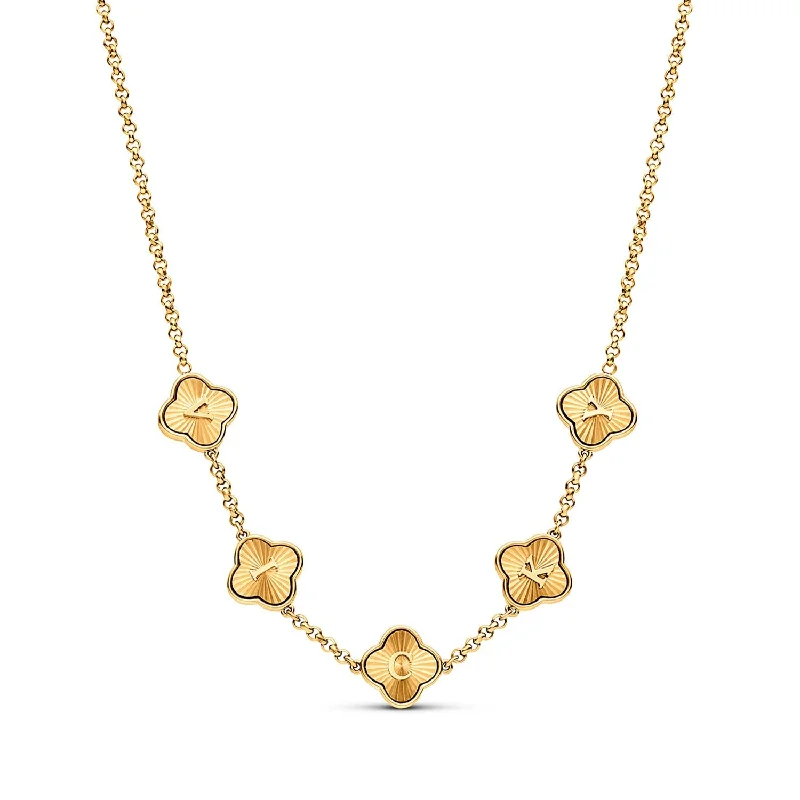 Elegant Jewelry Styles At Budget-Friendly Prices Textured Clover Custom Name Necklace (Gold) Elegant Jewelry Styles At Budget-Friendly Prices Textured Clover Custom Name Necklace (Gold)