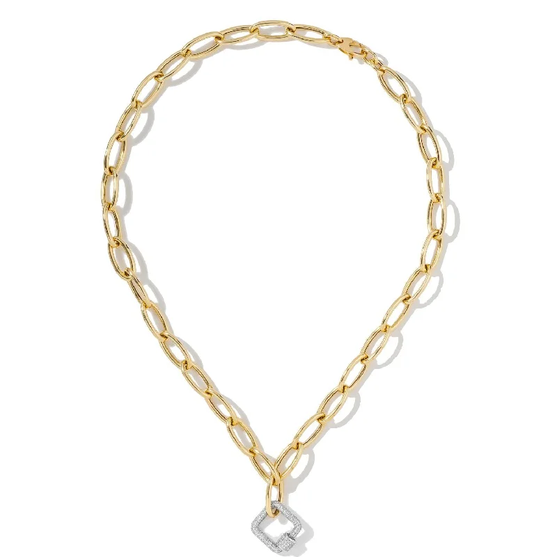 Limited-Time Jewelry Sale – Don't Miss These Deals White Square Carabiner on Oval Chain Necklace
