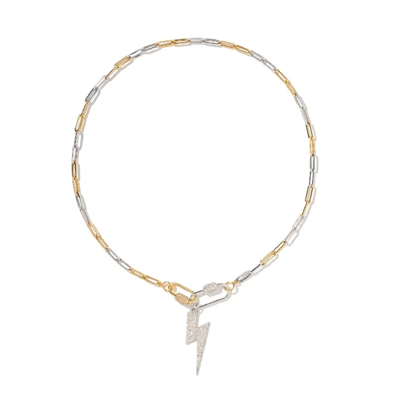 Trending Jewelry Styles Now At Limited-Time Discounts White & Yellow Oval Carabiners with White Flash Pendant on Links Chain Necklace Trending Jewelry Styles Now At Limited-Time Discounts White & Yellow Oval Carabiners with White Flash Pendant on Links Chain Necklace