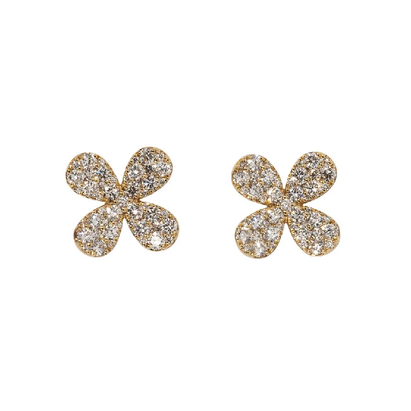 Elegant Rose Gold Jewelry For A Stylish Touch 1ctw Diamond Pavé 14K Yellow Gold Flower Stud Earrings Elegant Rose Gold Jewelry For A Stylish Touch 1ctw Diamond Pavé 14K Yellow Gold Flower Stud Earrings