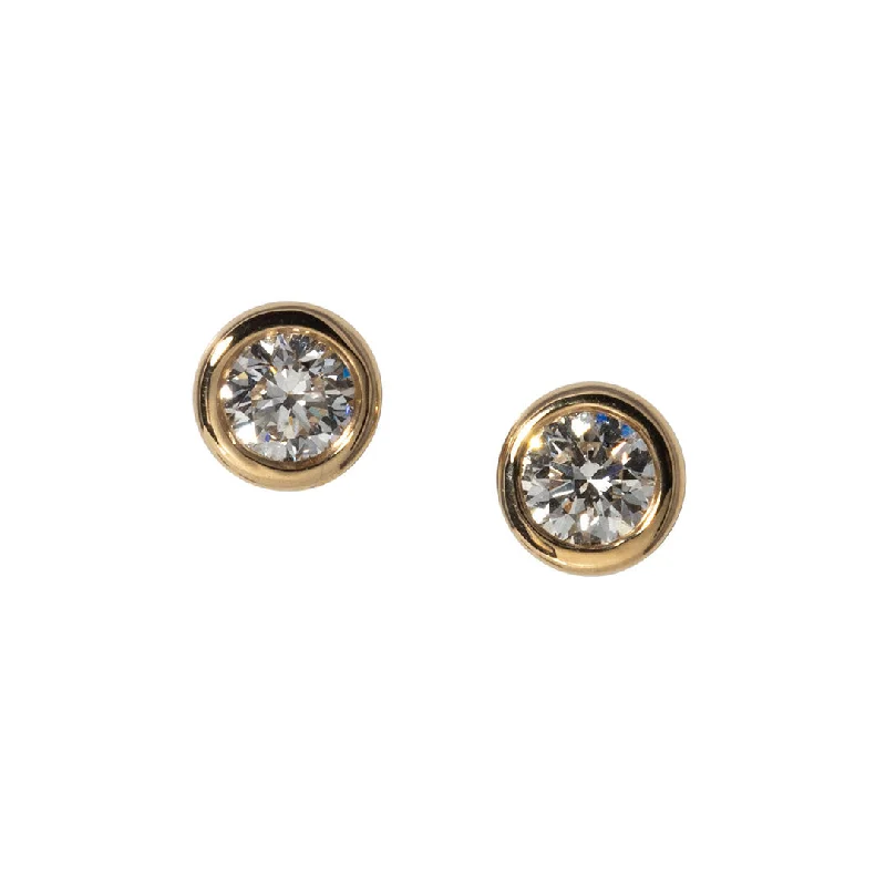 Fashion-Forward Geometric Jewelry For Contemporary Style .30ctw Diamond Bezel 14K Yellow Gold Stud Earrings Fashion-Forward Geometric Jewelry For Contemporary Style .30ctw Diamond Bezel 14K Yellow Gold Stud Earrings