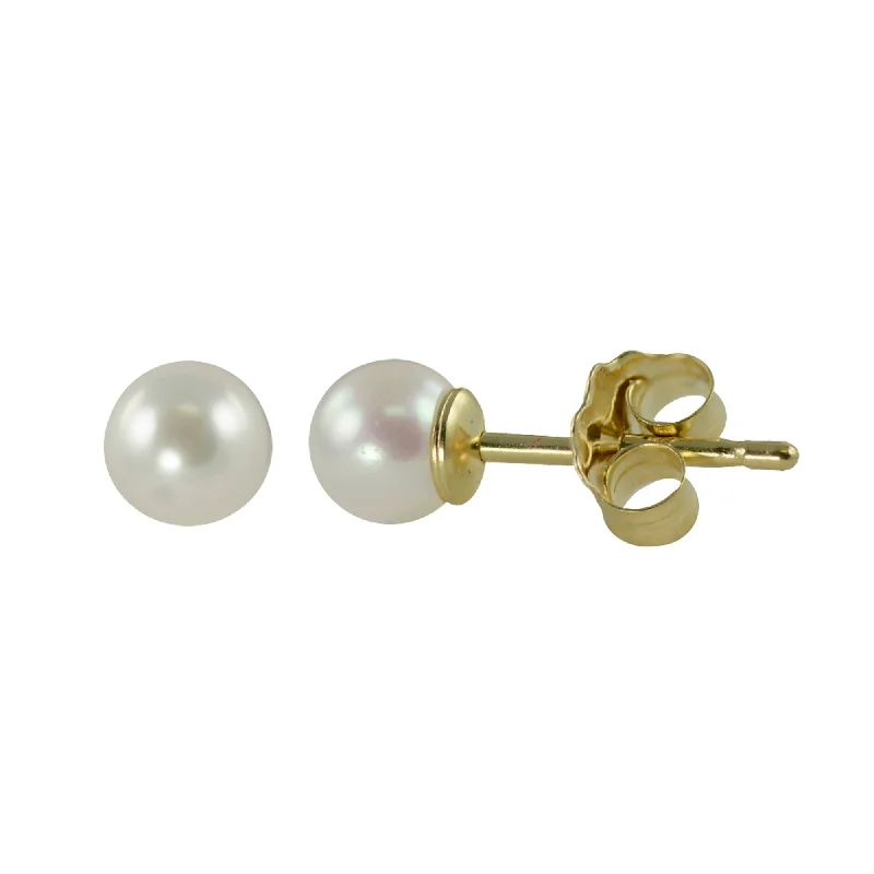 Limited-Time Offer On Elegant Jewelry Pieces 4mm “AA” Akoya Pearl 14K Yellow Gold Stud Earrings